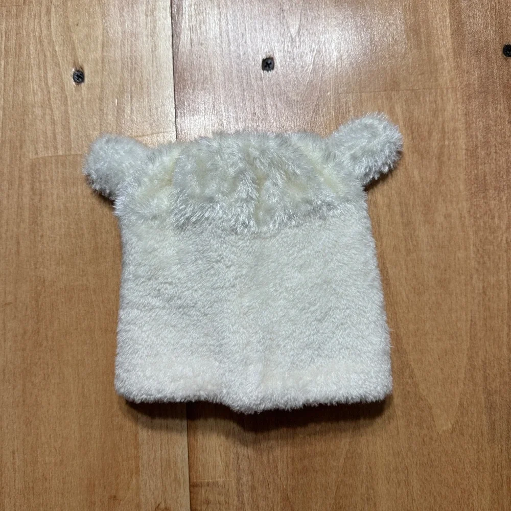 Kids Fuzzy Lamb Sheep Winter Beanie Hat Cream White Plush Animal Ears